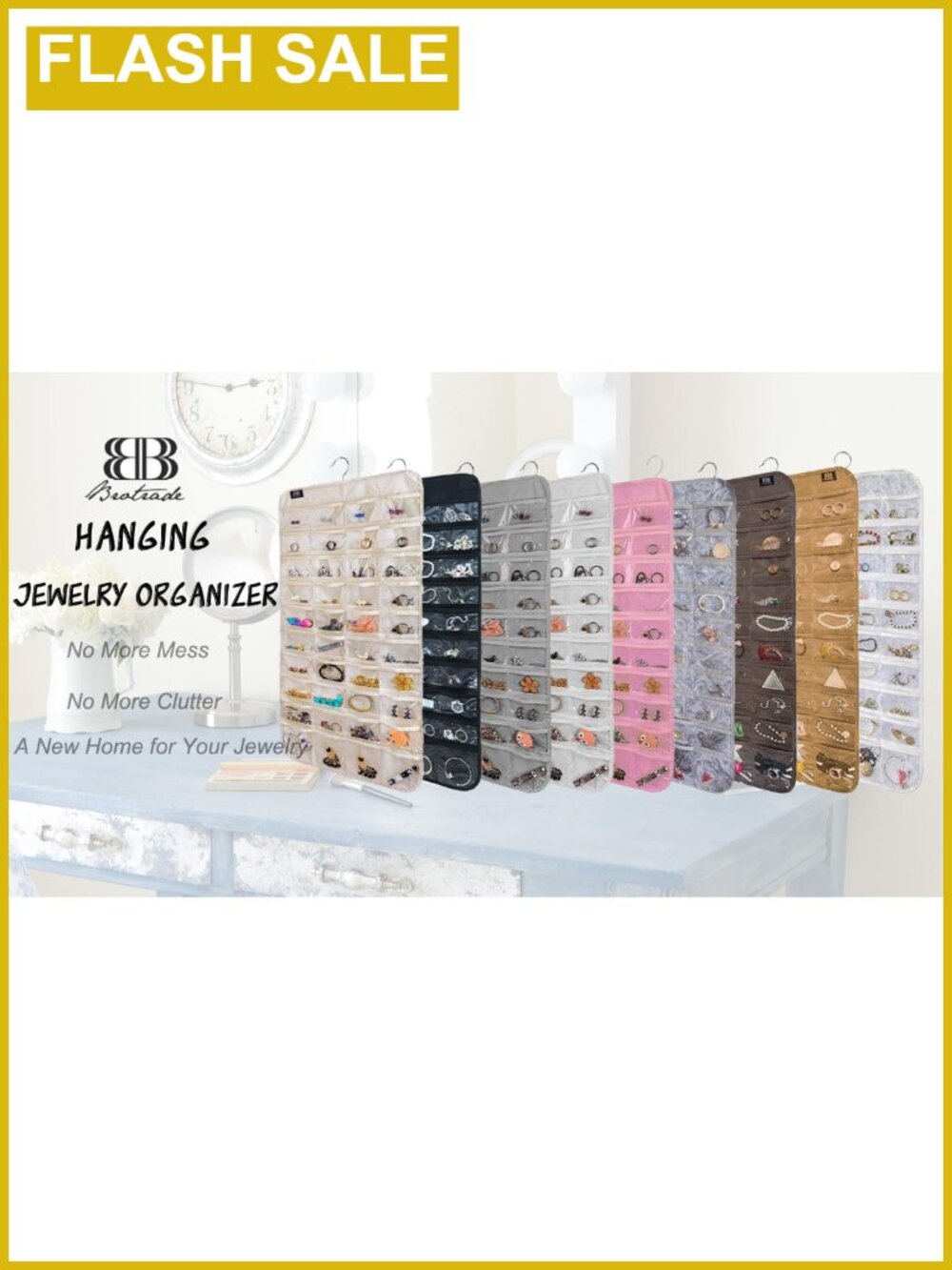 Hanging Jewelry Organizer 80 Pockets Double-Sided Non-woven Fabric Closet Door - Picture 6 of 6
